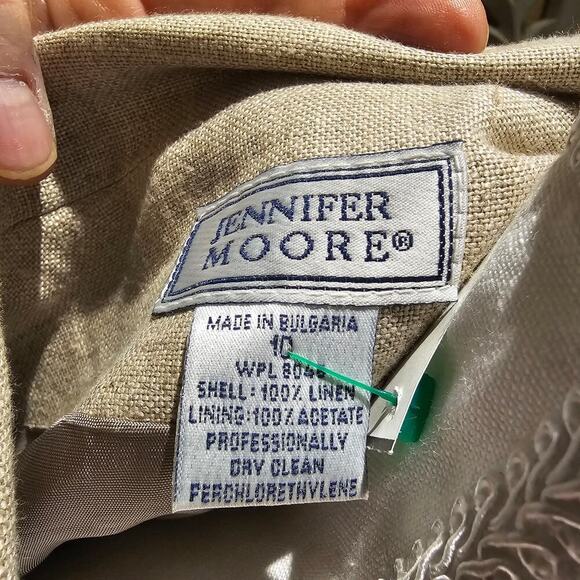 Jennifer Moore 10 Linen Blazer Oversized Beige Minimalist Jacket Quiet Luxury - Picture 5 of 9